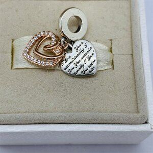 🔥🔥Pandora Entwined Hearts Double Dangle Charm